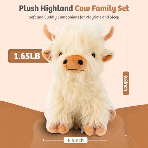 Microwaveable Highland Cow Stuffed Animal Toy - White Gift for Girls and Kids