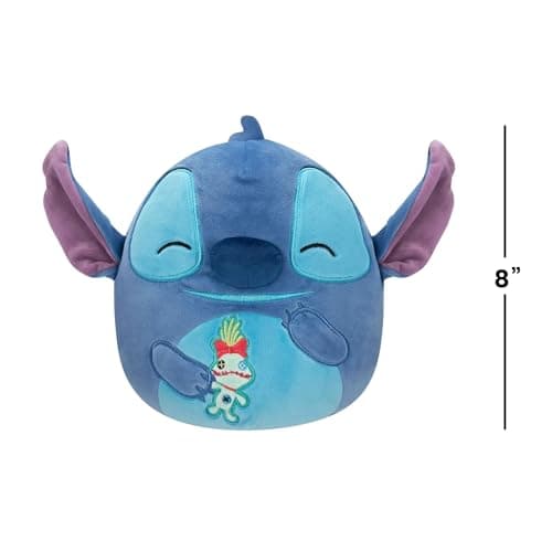 Squishmallows Disney 8" Stitch with Scrump Medium Soft Stuffed Plush Bedding Toy for Kids Sleepover Party Gifts