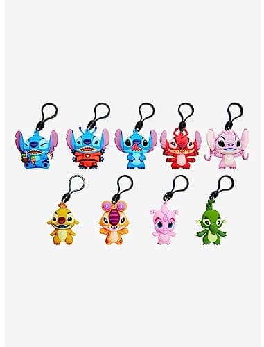 Disney Stitch Blind Bags for Kids, Boys, Girls - 3 Pack Party Favors with Keychain | Clip on Bags for Kids' Parties, Col