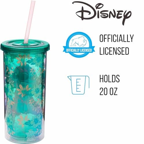 Silver Buffalo Disney Lilo and Stitch Tropical Pattern Plastic Tall Travel Cup for Adults, Outdoor Summer Party, 20 Ounc