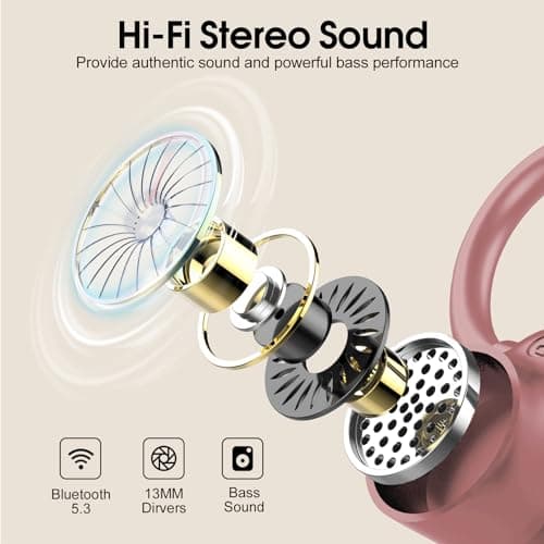 Rose Pink Bluetooth 5.3 Sport Earbuds with 50H Playtime and HD Noise Cancelling
| HD Stereo Noise Cancelling IP7 Waterp