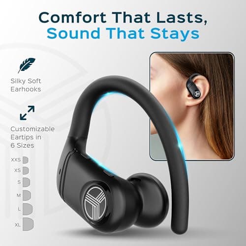 TREBLAB X4 Wireless Earbuds with Earhooks – 253H Battery, Noise Isolating, Bluetooth 5.4 - For Running and Workouts, Noi