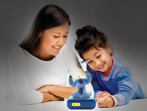 LEXiBOOK Disney Stitch Nightlight Alarm Clock Balances Sounds and Melodies with an Luminous LCD Backlit Screen for Kids