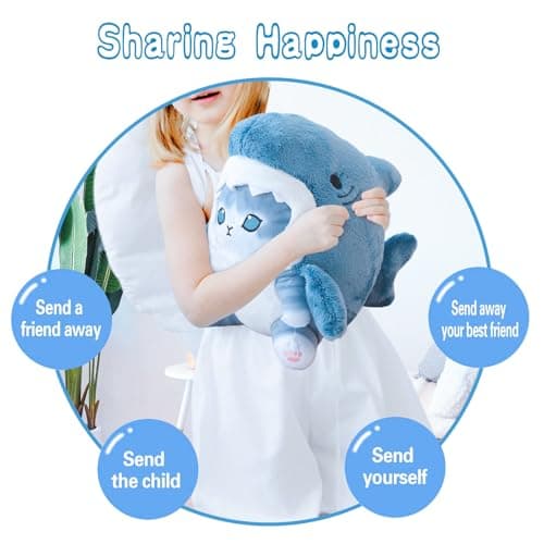 Kawaii Shark Cat Plush Toy Stuffed Animal Doll for Kids (Blue - Grey, 9 inch)  
Kawaii Shark Cat Plush Toy Stuffed Anima