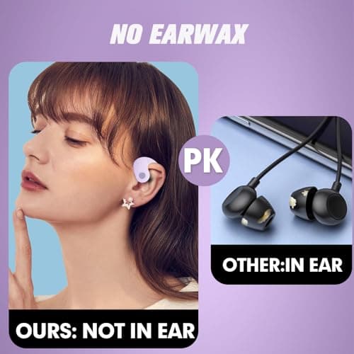 Wireless Out Of Ear Open Ear Headphones for Adults During Commute Bone Air Conduction Earbuds Purple  
Wireless Out Of E