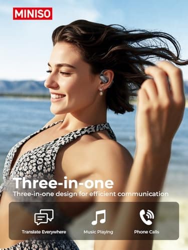 MINISO AI Translation Earbuds for Travel and Business, Bluetooth 6.0 with 135 Languages, 60Hrs Playtime, LED Display  
M