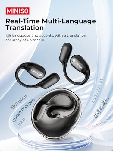 MINISO Travel Language Translator Earbuds AI Real Time Bluetooth 6.0 Open-Ear Headphones for Business 60Hrs Playtime  
M