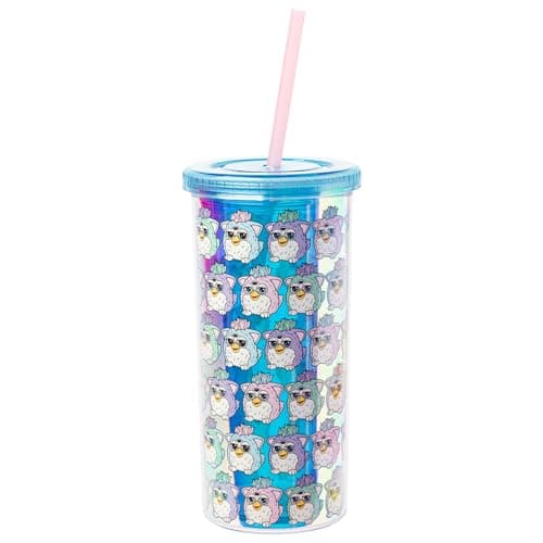 Silver Buffalo Disney Lilo and Stitch Tropical Pattern Plastic Tall Travel Cup for Adults, Outdoor Summer Party, 20 Ounc
