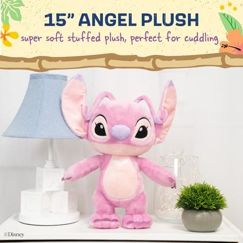 Disney Baby Lilo & Stitch Angel Soft Huggable Stuffed Animal for Kids, Cute Plush Toy for Toddler Boys and Girls, Pink A