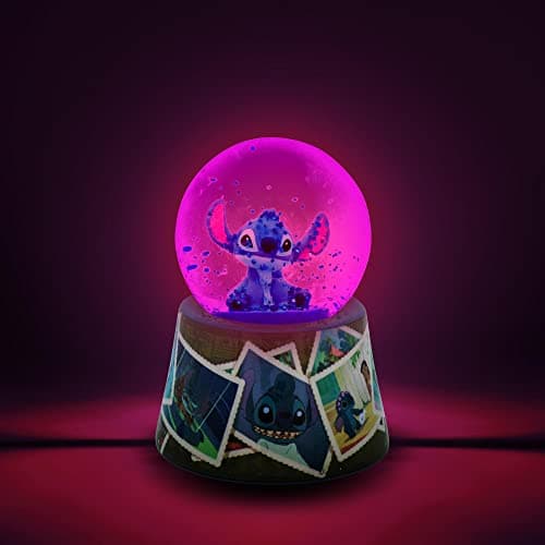 Disney Lilo & Stitch Vintage Photos Mini Light-Up Snow Globe for Adults | Glitter | 3 Inches