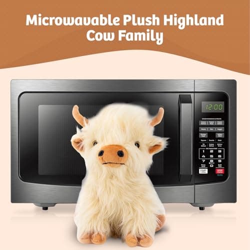 Microwaveable Highland Cow Stuffed Animal Toy - White Gift for Girls and Kids