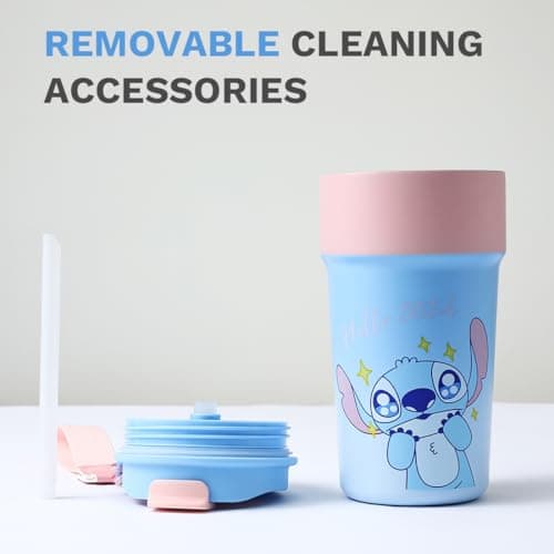 MINISO Disney Stitch Insulated Water Bottle For Home And Office 500mL Cute Mug With Lid And Rope Handle