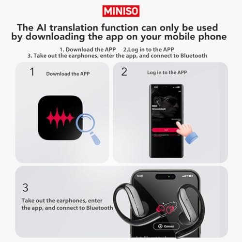 MINISO AI Translation Earbuds Real Time 134 Languages & Accents, Travel, Business & Learning, 60Hrs Playtime Bluetooth 6