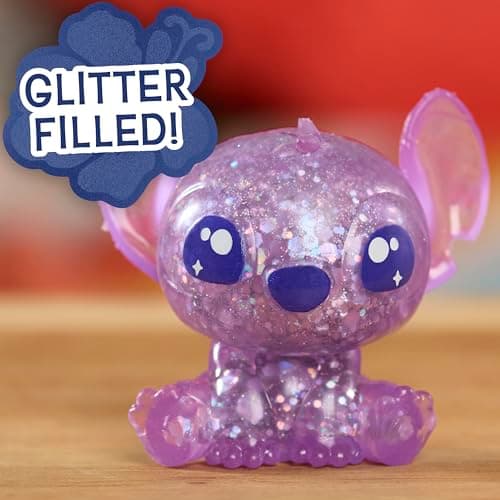 Just Play Disney Stitch Squish-a-Stitch 3-Pack Mystery Glitter Figurines, 2-inch Squishy Fidget Toys, Blind Box for Kids