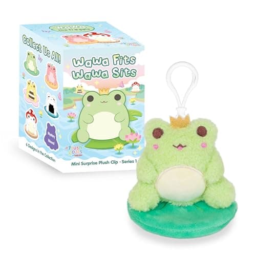 Cuddle Barn PlushGoals Wawa Fits Wawa Sits Super Soft Cute Kawaii Frog Plush Clip