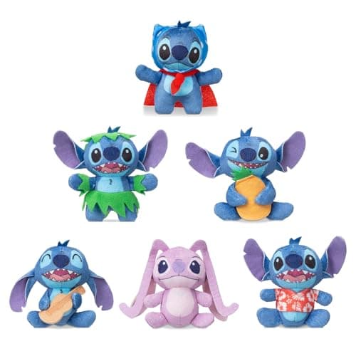 Disney Stitch 6 Pack Miniature Plush Figure - Soft Suffix Toy for Kids Ages 4+, Perfect Holiday Gift