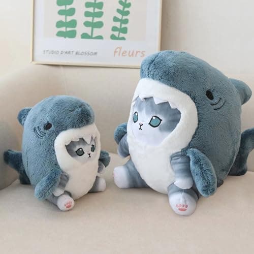 Kawaii Shark Cat Plush Toy Stuffed Animal Doll for Kids (Blue - Grey, 9 inch)  
Kawaii Shark Cat Plush Toy Stuffed Anima