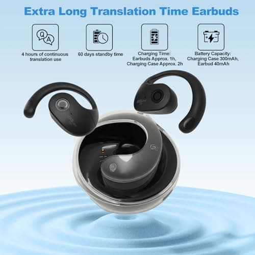 AI Language Translator Earbuds, Real-Time Translation for 144 Languages - Travel, Business, and Learning Ideal for iOS &