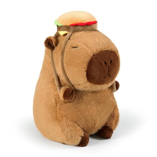 Ditucu Cute Brown Capybara Plush with Turtle Backpack for Kids 13 Inch Hugging Gifts