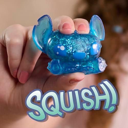 Just Play Disney Stitch Squish-a-Stitch 3-Pack Mystery Glitter Figurines, 2-inch Squishy Fidget Toys, Blind Box for Kids