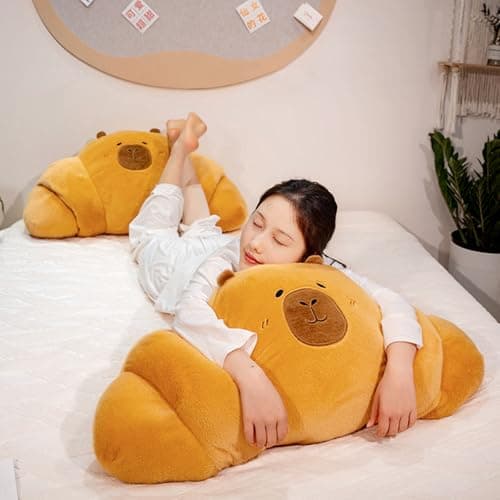 PEACH CAT Capybara Plush Pillow for Kids Soft Food Stuffed Animals 19.7" CroissantGift
