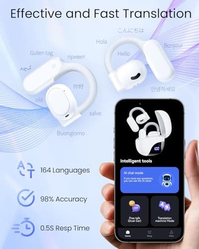 Real Time Translation Earbuds 164 Languages 80H Playtime for Travel and Business White
Real Time Translation Earbuds 164