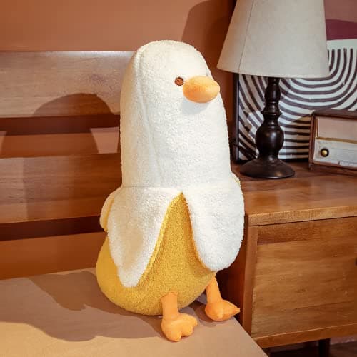 PEACH CAT Banana Duck Plush Toy for Kids White 19.7" Hugging Pillow