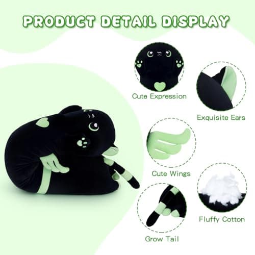 Cute Long Cat Plush Body Pillow for Girls and Girlfriend(AngelCat Green, 19.6in/50cm)  
Cute Cat Plush Toy Pillows with