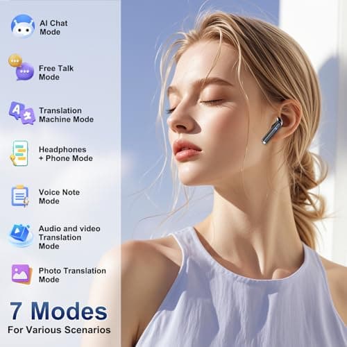 AI Translation Earbuds 164 Language Translator Earbuds for Travelers Businessmen and Students with Bluetooth 5.4 and 6 T