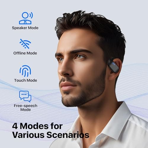 OWS Real-Time Translation Earbuds for Travel Business Learning, Black - 144 Languages & Accents Support