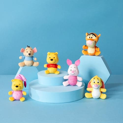 Winnie The Pooh and Pals 6 Pack Miniature Plush Figure for Kids Ages 4+ - Soft Suffed Animal Toy