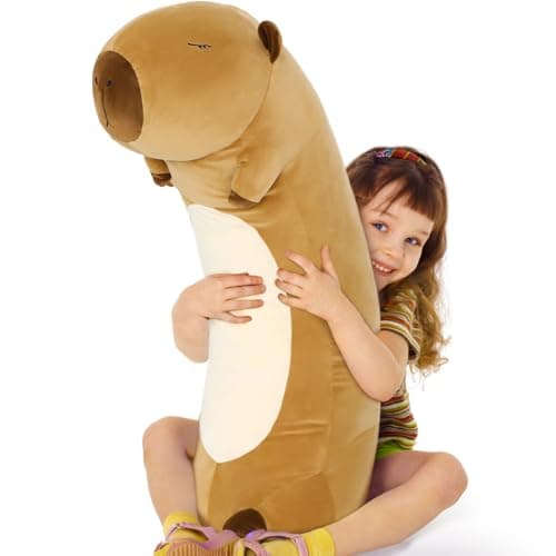 Tezituor Long Capybara Plush Body Pillow, Soft Sleeping Throw Pillow for Kids, Cute Capybara Stuffed AnimalBirthday Chri