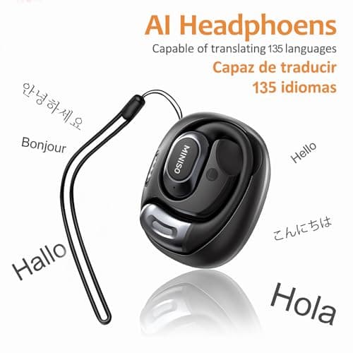 MINISO MS156 Al Translation Earbuds for Travel Business Learning, Black with 135 Languages & Accents Support