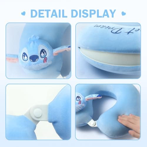 MINISO Disney Stitch Dinner Party Collection Memory Foam Neck Pillow (Stitch) Travel Companion for Airplane Passengers L