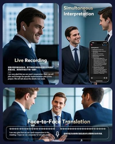 Real Time AI Translation Earbuds for Spanish/English Speakers - 144 Languages Accents Translator, 36H Playtime, 3-in-1