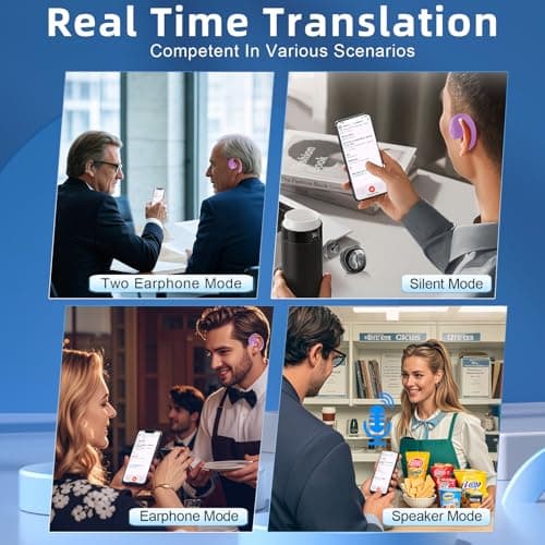 AI Translator Earbuds Real Time, Supports 144+ Languages, Over-Ear Bluetooth Wireless Headphones for Travel and Business