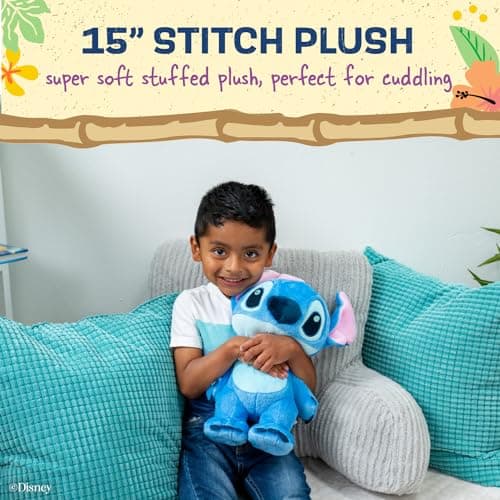 Disney Baby Lilo & Stitch Soft Huggable Stuffed Animal for Toddler Boys and Girls, Gift for Kids, Blue Stitch 15 Inches