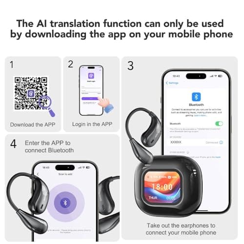 MINISO M95 Real Time Open Ear Earbuds for Travelers with Touch Screen Display Bluetooth 5.4 Black  
MINISO M95 Real Time