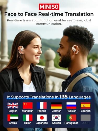 MINISO Real Time Language Translator Earbuds with 135 Languages
MINISO Open-Ear Translating Earbuds with 60Hrs Playtime
