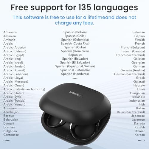 MINISO X33 AI Translation Earbuds for Travel & Business Fit iOS & Android 135 Languages Open Ear Translating Headphones