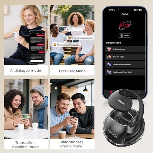 MINISO X15 Pro AI Translation Earbuds Real Time 135 Language Translator Fit iOS & Android for Travel Business Learning