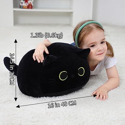 Black Cat Plush Toy 16'' Pillow Soft Plush Doll Gifts for Boys Girls
| 3D Black Cat Plushies Pillow Baby Cute Plush Toy
