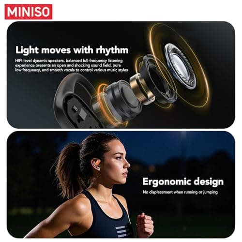 MINISO Wireless Bluetooth 5.4 Open Ear Headphones Ultra-Comfort Snug Fit for Daily & Travel Use
| MINISO Open Ear Headp