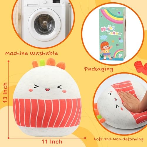 12" Sushi Plush Pillow - Soft Hugging Body Pillow for Kids
| 12" Sushi Plush Pillow - Cute Food Plushies Toy Gift for K