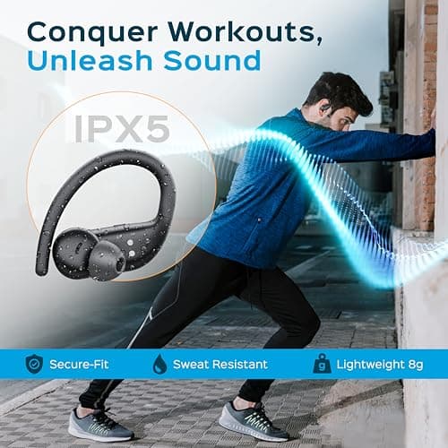 TREBLAB X4 Wireless Earbuds with Earhooks – 253H Battery, Noise Isolating, Bluetooth 5.4 - For Running and Workouts, Noi