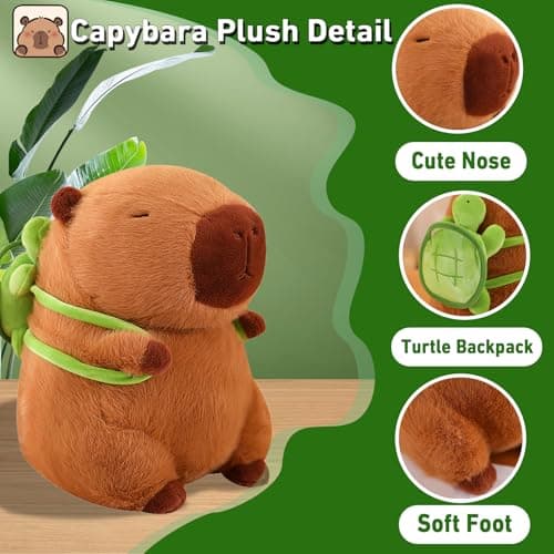 Cute Capybara Plush Stuffed Animal with Turtle Backpack for Kids Boys Girls Valveans Day Birthday Gift  
Kawaii Capybara