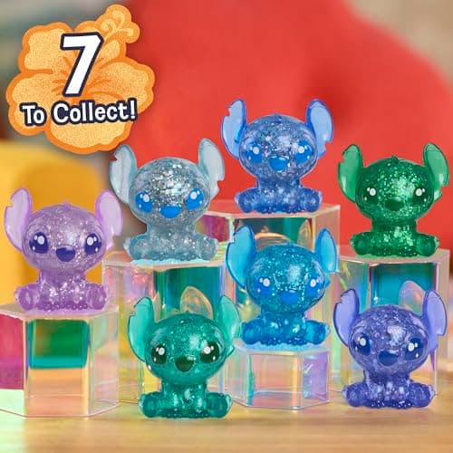 Just Play Disney Stitch Squish-a-Stitch 3-Pack Mystery Glitter Figurines, 2-inch Squishy Fidget Toys, Blind Box for Kids