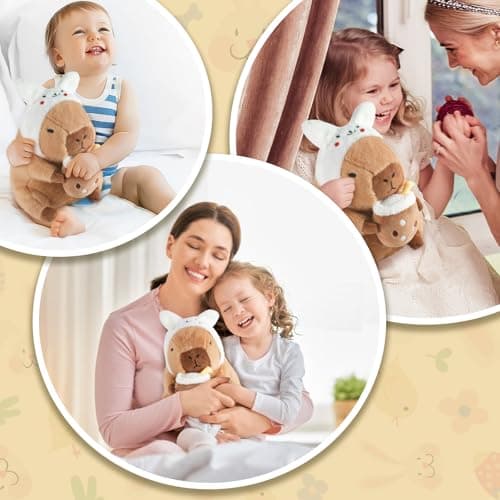 Cute Rabbit Capybara Plush Pillow for Kids 11 Inch Kawaii Stuffed Toys Gifts