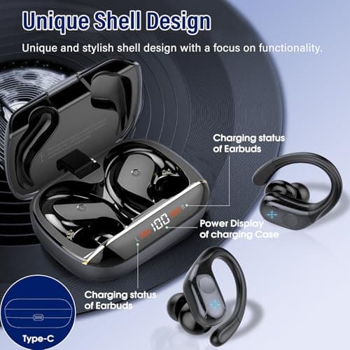 Wireless Earbuds Bluetooth 5.4 Headphones with 4 ENC Mic and LED Display for Running Black
| IP7 Waterproof Bluetooth E