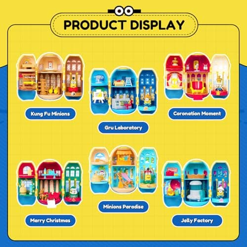 Minions Blind Box Figures Toys for Adults & Kids Age 3+, Surprising Party Series Scene Set for Home Decor Desk Accessori